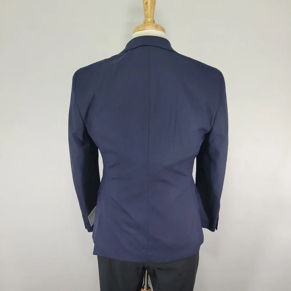 Alfani Men's Sport Coat Blazer Two Button Navy Blue Polyester Blend Slim 38S NEW